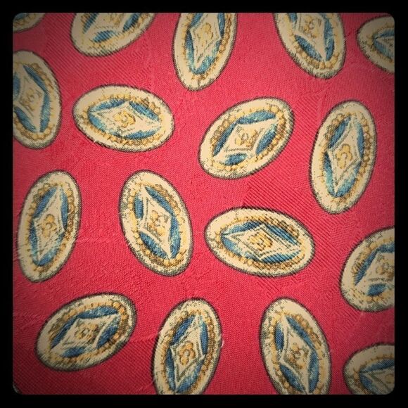Ermenegildo Zegna Red Luxury Geometric Oval Print - Picture 1 of 4